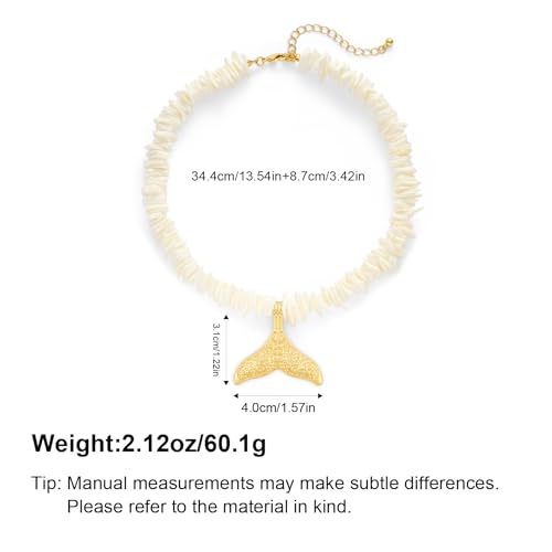 Puka Shell Necklace for Women Starfish Fish Statement Pendant Necklace Boho Summer Beach Choker Necklaces - color: White-B