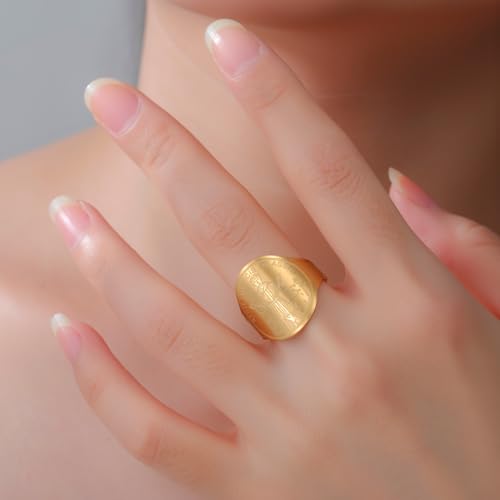 TEAMER Resizable Saint Francis of Assisi Ring Pendant Patron Saint of the Animals and Nature Francis Pet Protect Medal Catholic Jewelry For Women Men - color: Gold