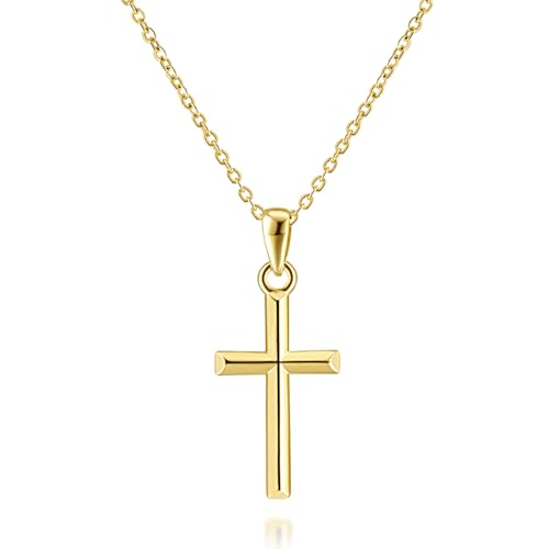 Cross Necklace for Women Gold Cross Necklaces for Women 14K Gold Cross Necklace for Womens Blend Beauty With Sentiment Dainty Gold Crosses Chain Pendant Necklaces for Womens 20/25mm - size: 20MM