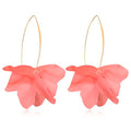Exaggerated Bohemian Resin Rose Flower Petal Dangle Drop Earrings Long Acrylic Tiered Floral Tassel Earring for Women - color: Meat Pink