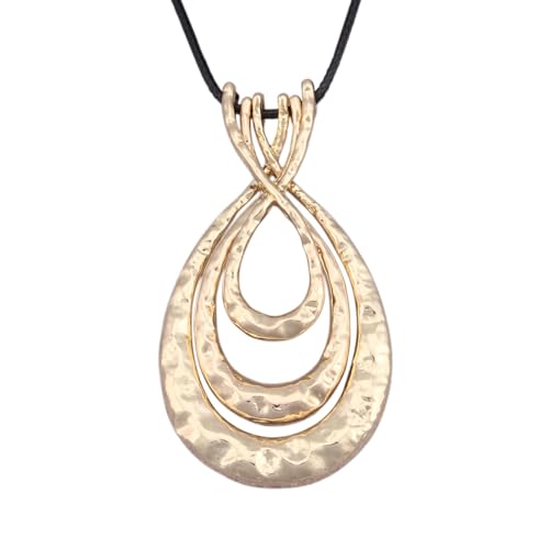 Bohemian Women's Leather Long Pendant Necklace Sweater necklace Adjustable Retro Woven Handmade Jewelry - color: Gold eight Characters