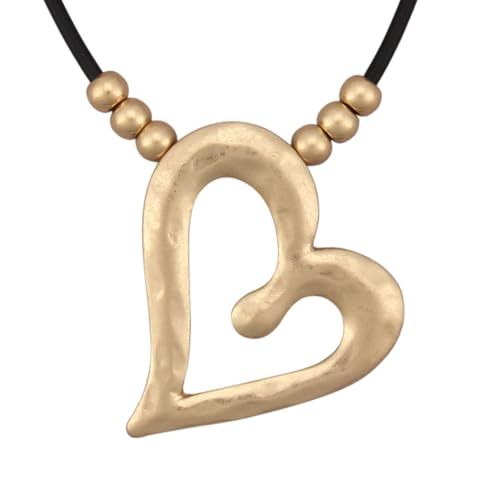 GelConnie Leather Necklaces Turquoise Long Boho Necklaces for Women Brown Chunky Circle Pendant Chocker Necklace Gold Sweater Necklace - style: Boho Leather Heart Necklace