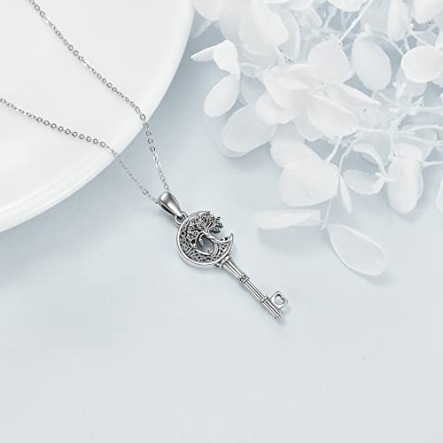 ONEFINITY Tree of Life Necklace 925 Sterling Silver Abalone Shell Celtic Knot Pendant Necklace for Women Jewelry - style: key tree of life