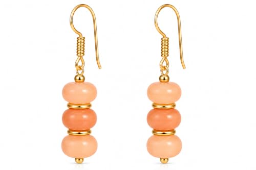 Gempires Lightweight Beaded Earrings Handmade Gemstone Jewelry Hypoallergenic Gold Plated Dangling Earrings For Women