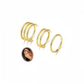 G23 Titanium 3PCS/7PCS 16G Cartilage Double-Hoop Helix Conch Piercing Jewelry With Cubic Zirconia Flat Back Stud Earrings Set For Women Men - color: B-3PCS-Gold-16G-12mm