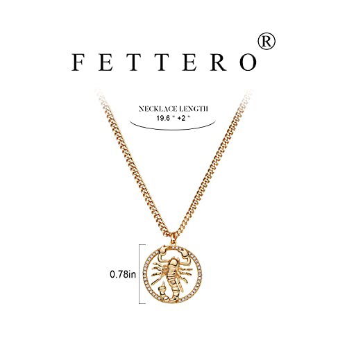 Fettero Animal Necklaces for Women 14K Gold Plated Charm Snake Necklace Elephant Bird Cat Butterfly Pendant Cute Dainty Necklace Jewelry - style: Scorpion