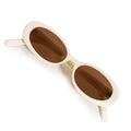 VANLINKER Polarized Retro Oval Sunglasses for Women and Men Small 90s Style VL9580 - color: C14 Milky White Frame/Brown Lens