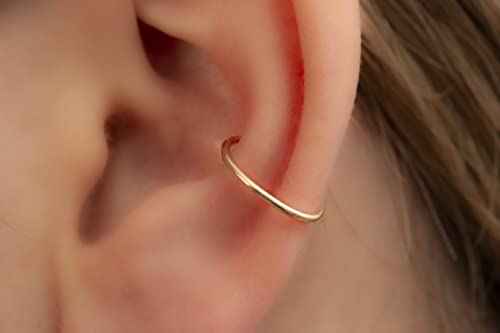 Gold Hoop Earrings Silver Hoop Earrings - Hoop Earrings For Women Two Pcs Of Thin Gold Filled Sterling Silver Hoops, Helix Hoop, Tragus Ring, Cartilage Hoop - color: Gold, style: 10mm 18 gauge / 1 pair