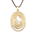 GelConnie Leather Necklace for Women Round Wooden Pendant Long Leather Choker Vintage Sweater Necklace Gold Chunky Boho Necklaces for Women - style: Gold Circles Pendant