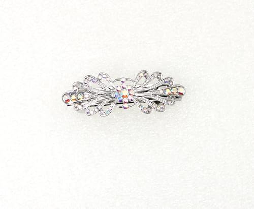 Faship Gorgeous AB Rhinestone Crystal Small Mini Floral Hair Barrette Clip - color: AB