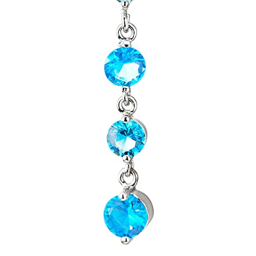 COOLSTEELANDBEYOND Belly Chain Belly Button Ring Body Jewelry Piercing Navel Ring with Long Dangle Cubic Zirconia - color: E-Metal Color:Silver; Stone Color:Blue
