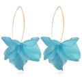 Exaggerated Bohemian Resin Rose Flower Petal Dangle Drop Earrings Long Acrylic Tiered Floral Tassel Earring for Women - color: Blue