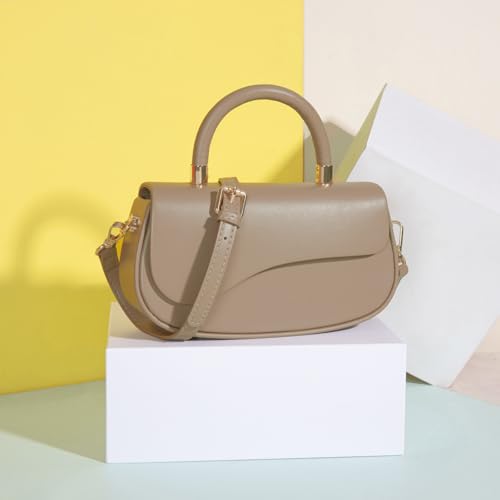 Milan Chiva Small Top Handle Purse for Women Elegant Crossbody Bag with Adjustable Strap for Evening Party & Daily Use - color: Camel