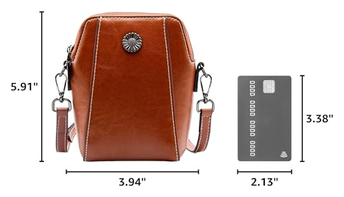 Genuine Leather Small Crossbody Bags for Women | Lightweight Shoulder Purse, Designer Handbag with Adjustable Strap, Casual Travel Everyday Bag - color: Brown