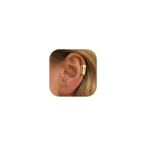 Gothic Ear Cuffs Helix Cartilage Clip on Goth Ear Cuff Stainless Steel Hypoallergenic Earrings for Women Men Non Piercing Gold & Silver Fake Earring Lightweight Punk Jewelry Gift - color: A3-Minimalist Design Gold
