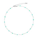 FUTIMELY Bohemia Green Beaded Beads Choker Necklace for Women,Simple Fresh Green Beaded Square Round Bead Choker Necklace - color: Silver