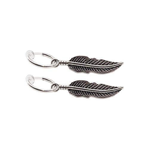 Silver Small for Women Comfortable Plastic Invisible Clip On Hoop Earrings Men Fake Nose Ring Faux Lip Septum Ring Fake Cartilage Earrings 12 mm Spike Cross Feather 15mm Unisex Gold Non Piercing Lobes - color: Feather