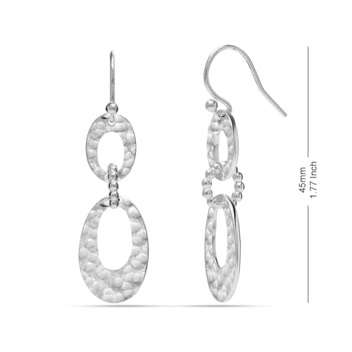 LeCalla 925 Sterling Silver Drop & Dangle Earrings for Women | Handmade Hammered Textured Drop Dangle Earring Jewelry | Women's Hammered Earrings Jewelry for Gift Mom Wife - color: Interlocked Circles