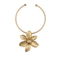 GelConnie Long Necklaces for Women Boho Large Pendant Necklace Casual Bohemian Brown Leather Choker Sweater Circle Statement Stone Necklace - style: Flower Gold Necklace