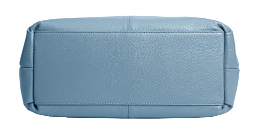 Iswee Genuine Leather Shoulder Bags Purses and Handbags for Women Satchel Designer Cross Body Hobo Medium Size Tote - color: Light Blue