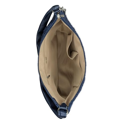 The Sak Sequoia Hobo Bag - Hand Crochet Large Women's Purse for Everyday & Travel - Durable Handbag & Tote With Zipper Pocket - color: Denim Primrose Straw