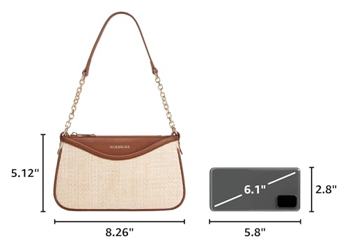Missnine Purses for Women, Shoulder Bag Small Handbags Vegan Leather Underarm Bags Trendy Hobo Cute Clutch Purse - color: Brown+beige