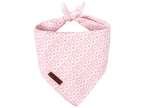 Lionet Paws Spring Daisy Dog Bandana Washable Cotton Handkerchief Scarf Triangle Pink Bandana for Small Medium Large Dogs Girl Boy - color: Pink Daisy, size: Small (Pack of 1)
