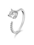 FWM Round Cut Moissanite Simple Open Rings for Women, Adjustable Ring, Solid Sterling Silver With Gold Plated, Stackable Wedding Band, Anniversary Valentines Mothers Day Christmas Gift - color: Round Cut - White Gold, size: 5