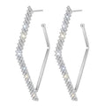 Rhinestone Geometric Hoop Stud Earrings for Women - Sparkly Crystal Statement Jewelry for Evening Parties, Weddings and Special Occasions - color: Silver