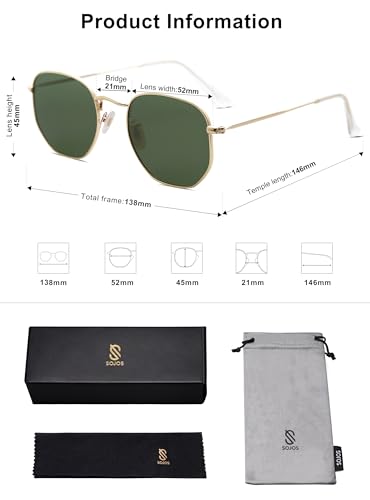 SOJOS Square Polarized Sunglasses for Women Men Small Hexagonal Polygon Shades SJ1072 - color: Turquoise