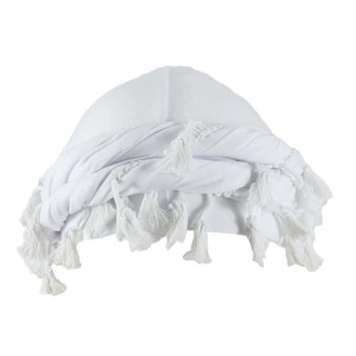 JILIYUPA Turban Durag for Men, Adjustable Halo Turban Durag for Men, Pre-Tied Skull Cap, Headwraps for Hair Loss - color: White