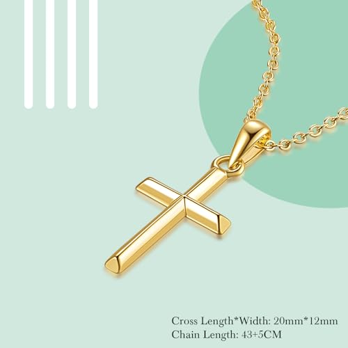Cross Necklace for Women Gold Cross Necklaces for Women 14K Gold Cross Necklace for Womens Blend Beauty With Sentiment Dainty Gold Crosses Chain Pendant Necklaces for Womens 20/25mm - size: 20MM