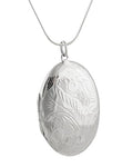 FashionJunkie4Life Sterling Silver Oval Locket Necklaces for Women, 18" Cable Chain - style: Small Oval Floral