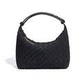 Woven Purse for Women Suede Leather Shoulder Bag Vegan Tote Bags Suede Hobo Top-Handle Handbag - color: Black