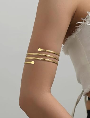 AIBFRID 3 Pcs Arm Cuff Jewelry for Women Adjustable Arm Cuff Bangle Band Armlet Upper Arm Cuff Bracelet - color: Charming