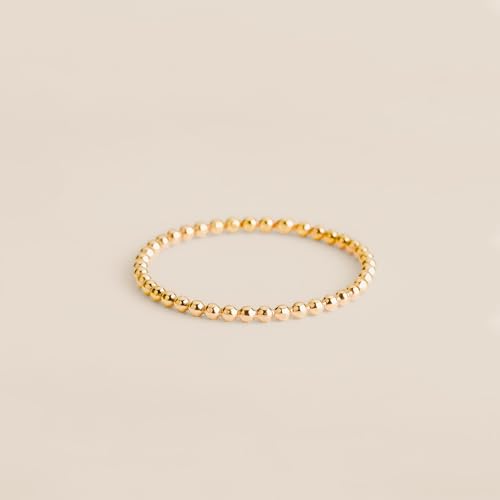 Melanie Golden Jewelry Dot Stacking Ring | Silver, Gold, or Rose Gold | Dotted Beaded Stackable Ring Band | Skinny Thin Bands Midi Ring Thumb Ring | USA Sizes 2-12 - color: 14K Gold Fill