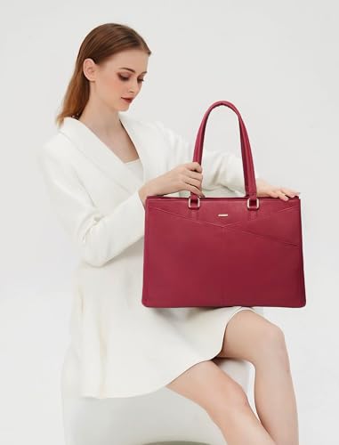LOVEVOOK Laptop Bag for Women 15.6 Inch Tote Bags Waterproof Leather Briefcase Computer Women Business Office Work Bag,Red - color: Christmas Red 15.6 Inch, size: 15.6 inch
