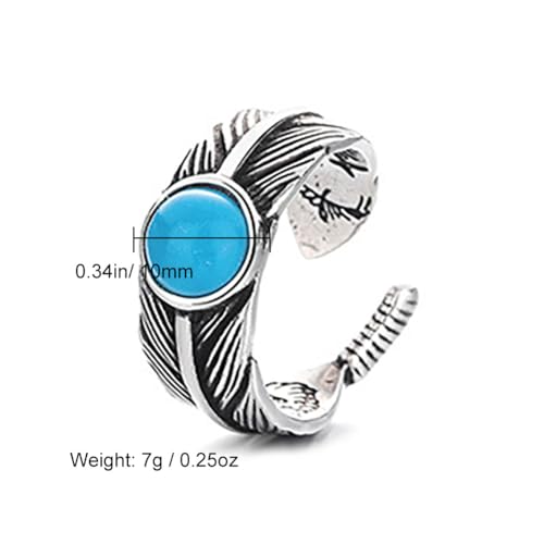 Retro Angel Wing Ring Adjustable Feather Silver Gold Antique Jewelry for Women Men Dainty Wrap Open Thumb Rings for Women Open Punk Birthday Gift Friendship - style: Stone Feather