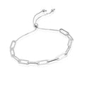 LeCalla Pure 925 Sterling Silver Italian Paperclip Link Chain Bracelets | Gold Over Silver Paper-Clip Link Station Bracelet | Sliding Bolo Bracelet for Women - color: PaperClip Link Bolo