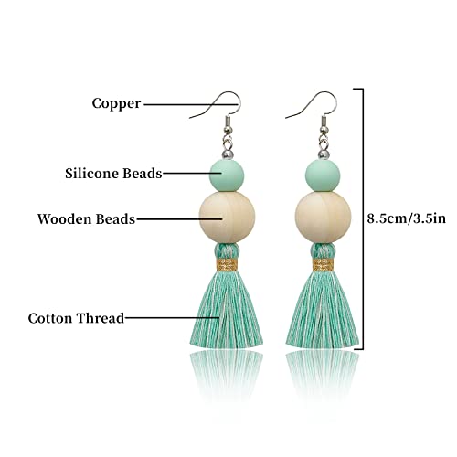 Boho Earrings for Women Dangling Lightweight Cute Earrings Handmade Tassel Dangle Earrings for Girls - color: Green