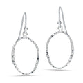 LeCalla Sterling Silver Dangle Earrings for Women | 925 Sterling Silver Long Interlocked Handmade Textured Drop Earring for Women - color: Hammered Open Circle