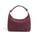 Woven Purse for Women Suede Leather Shoulder Bag Vegan Tote Bags Suede Hobo Top-Handle Handbag - color: Wine Red