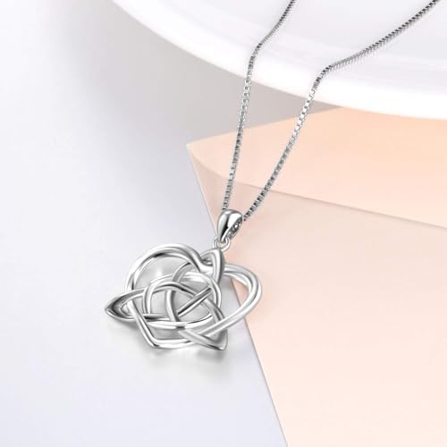 Celtic Jewelry Necklace Gifts Sterling Silver Good Luck Irish Vintage Triquetra Trinity Celtics Love Knot Pendant Necklace Christmas Gifts for Women Mother - style: Celtic necklace-Silver