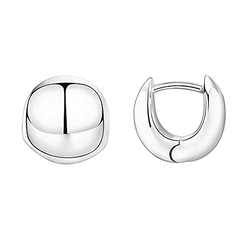 PAVOI 14K Gold Plated Chunky Huggies Earrings for Women - 925 Sterling Silver Posts Small Gold Huggie Hoop Earrings - Ultra Thick Hoops Trendy Jewelry - style: Ball