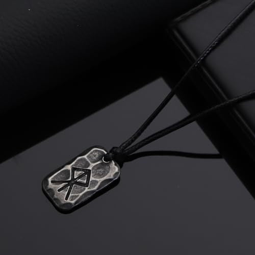 Ankiyabe Stainless Steel Norse Viking Rune Pendant with Adjustable Braided Rope Good Luck/Love/Strenght/Health Viking Symbol Necklace for Men Women - color: COURAGE