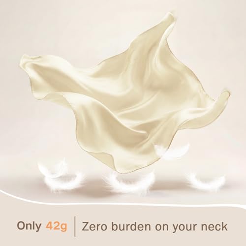 American Trends Women Silk Feeling Scarf Satin Head Scarves Square Wrap Neck Scarf Lightweight Silk Like Bandana - color: 07 Apricot