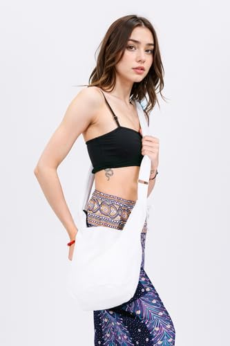Your Cozy Hobo Sling Bags For Women Crossbody Bag Thai Top Handmade Shoulder Bag with Adjustable Strap - color: Off-white