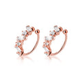 SLUYNZ 925 Sterling Silver CZ Cuff Earrings for Women Small Hoop Earrings No Piercing Cartilage Earrings - color: C-Rose Gold Plated