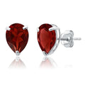 14k Yellow or White Gold Teardrop Gemstone Pear Shape Stud Earrings for Women with Push Backs and 8mm x 6mm Birthstone by MAX + STONE - color: Genuine Garnet