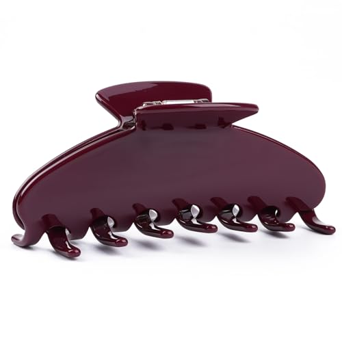 MAORULU Cute Claw Clip for Women – 4.3'' Large Acetate Hair Clips for Thick Thin Curly Long Hair, Durable Hair Clamps Non-slip Jaw Clip, Strong Hold, Stylish French Design (Wine Red) - color: Wine Red